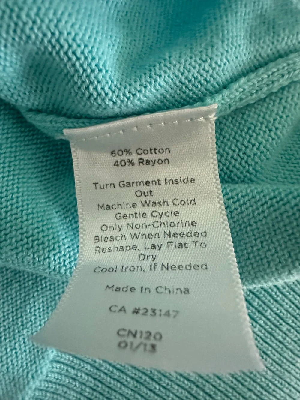 Womens Sweater-TALBOTS-Aqua cotton/rayon cardigan Preppy 3/4 slv-2X - Picture 5 of 5